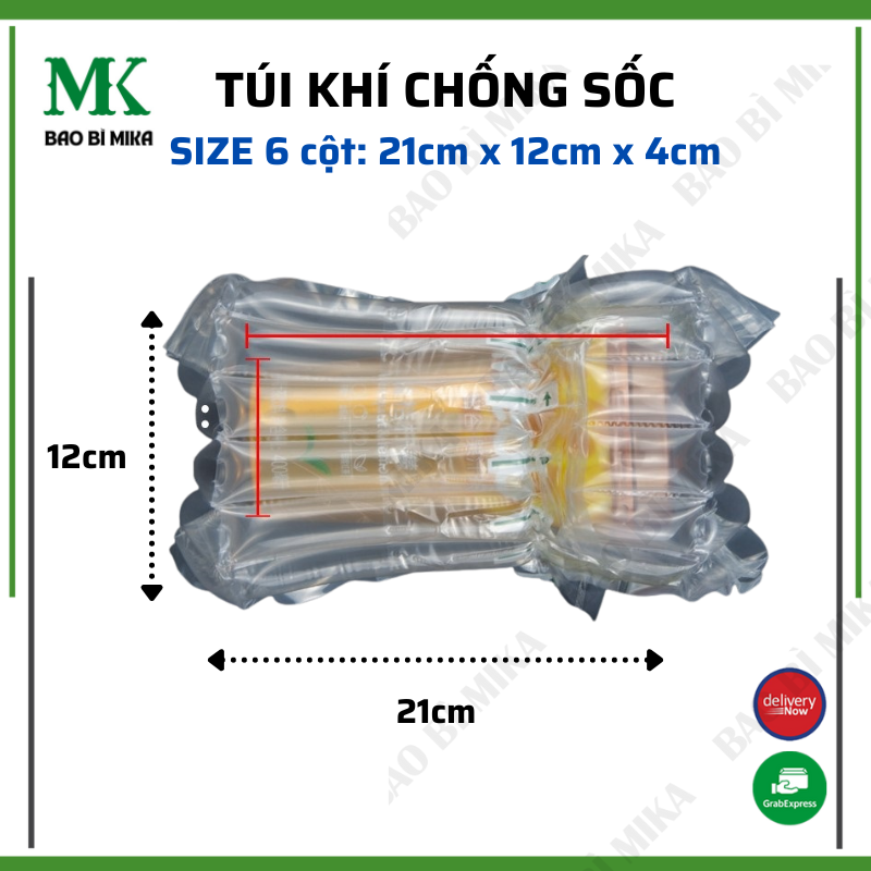 Bọc khí chống sốc vận chuyển hàng hóa dễ vỡ 6 cột bọc đồ cỡ 21cm x 12cm x 4cm